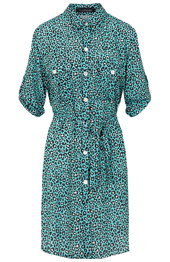 Panter Knopen Jurk Turquoise – shoparchief, foto 1