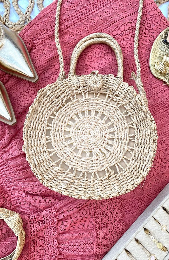 Ronde Rieten Tas Naturel Luxury – shoparchief, foto 1