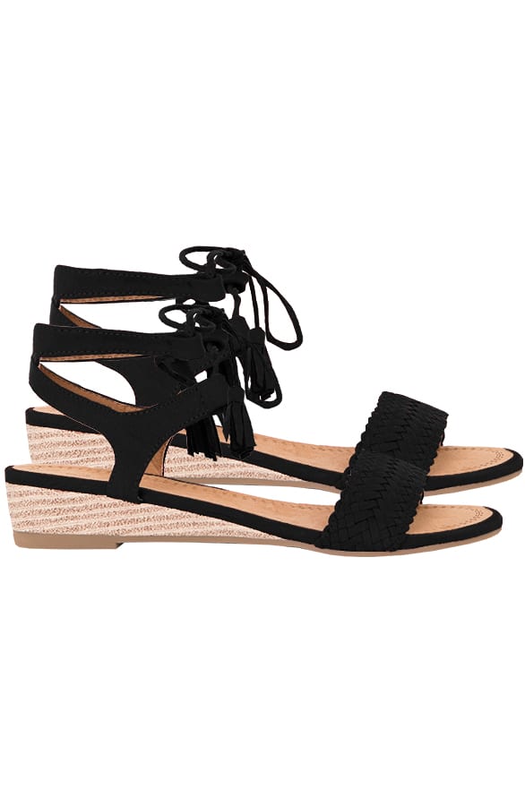 Suede Vlecht Sandalen Zwart – shoparchief, foto 5