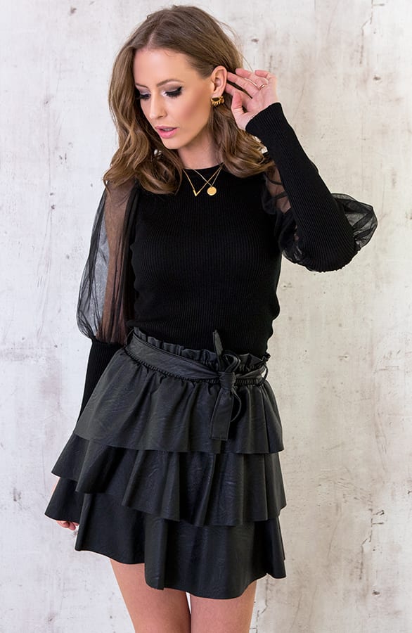 Trui Tule Pofmouwen Zwart – shoparchief, foto 4