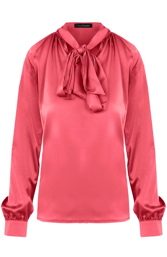Zijden Blouse Met Strik Koraal – shoparchief, foto 1