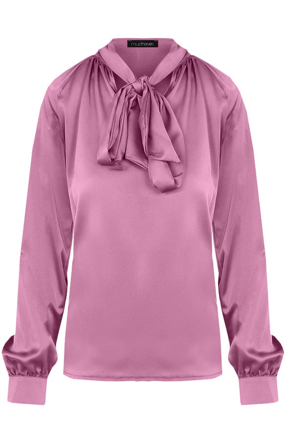 Zijden Blouse Met Strik Oud Roze – shoparchief, foto 1