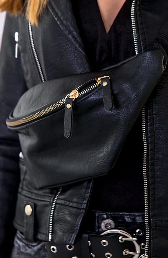 Bumbag Leer Zwart – shoparchief, foto 1