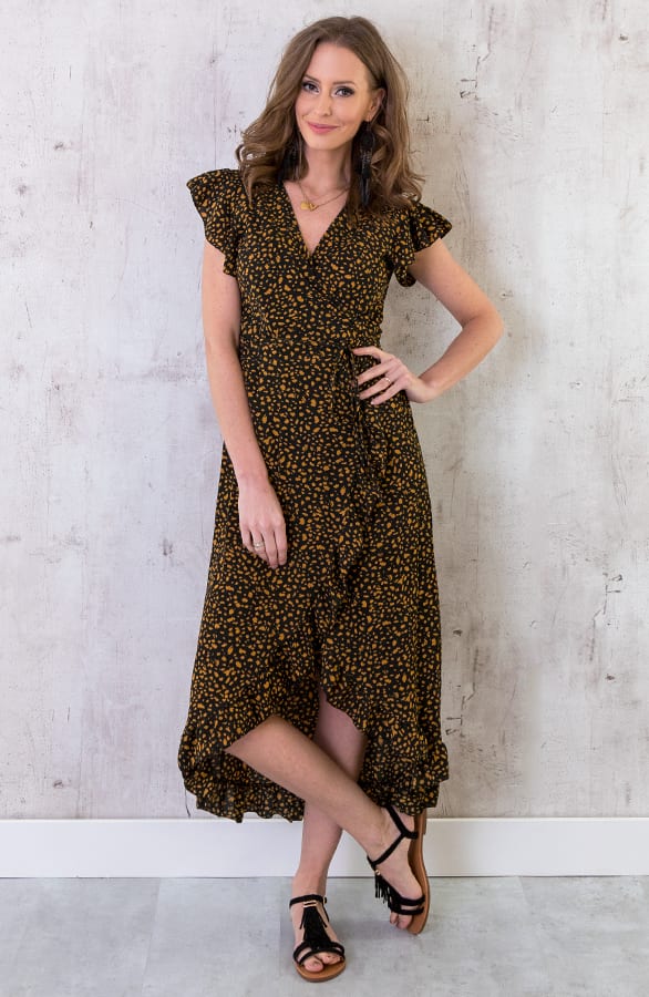 Cheetah Jurk Midi Oker – shoparchief, foto 1