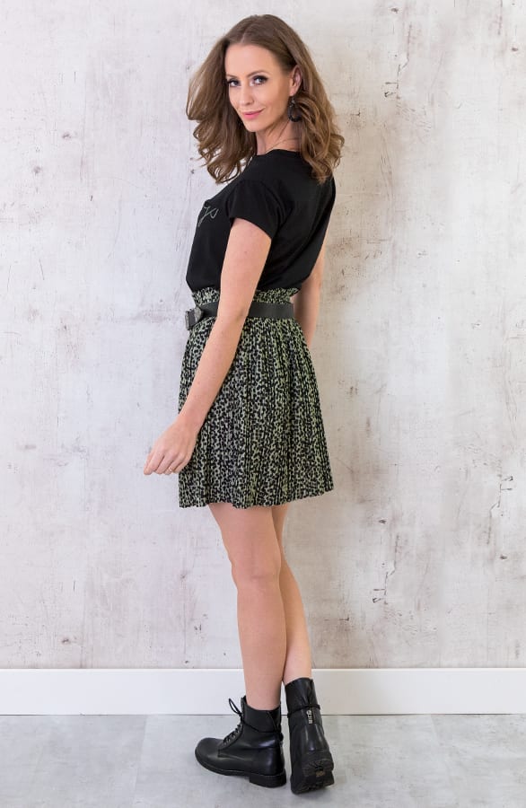 Cheetah Plisse Rok Legergroen – shoparchief, foto 3
