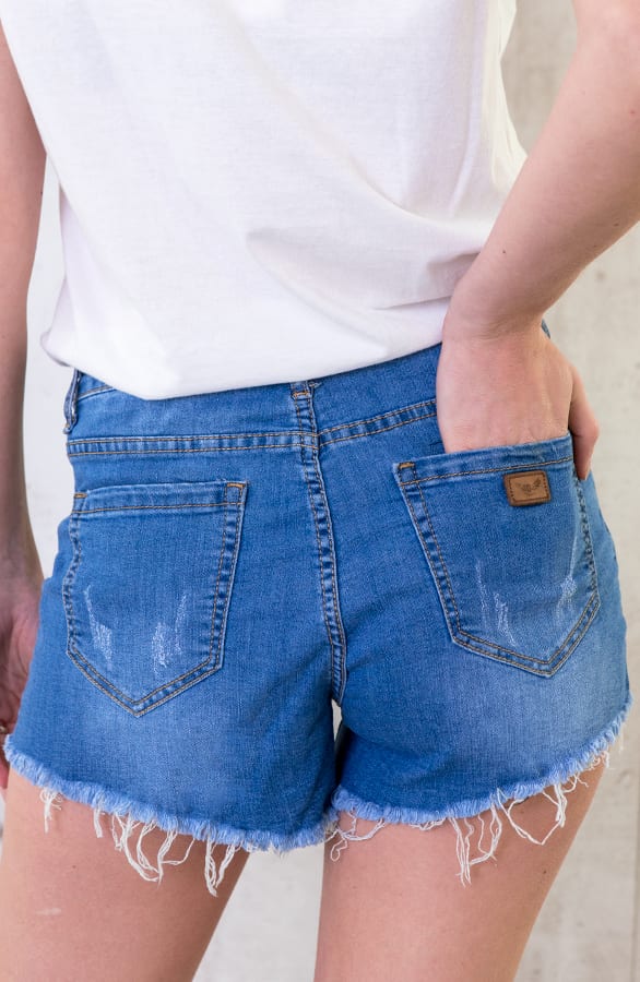 Denim Damaged Shorts – shoparchief, foto 3
