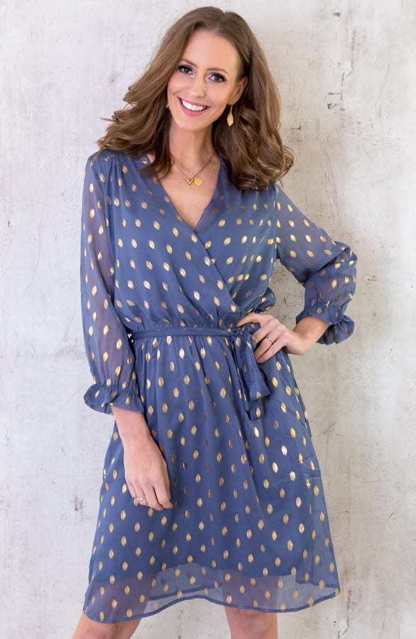 Golden Leaves Jurk Blauw – shoparchief, foto 1