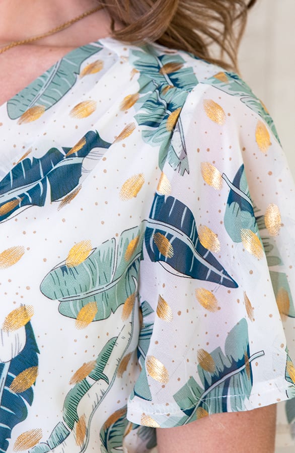 Midi Leaves Jurk Deluxe Wit – shoparchief, foto 5
