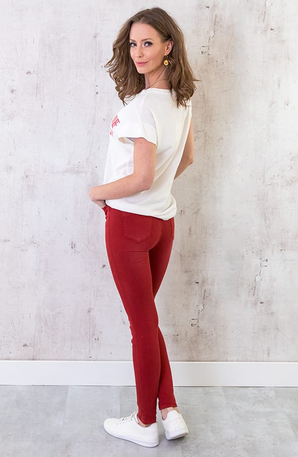 High Waisted Skinny Jeans Rood – shoparchief, foto 5