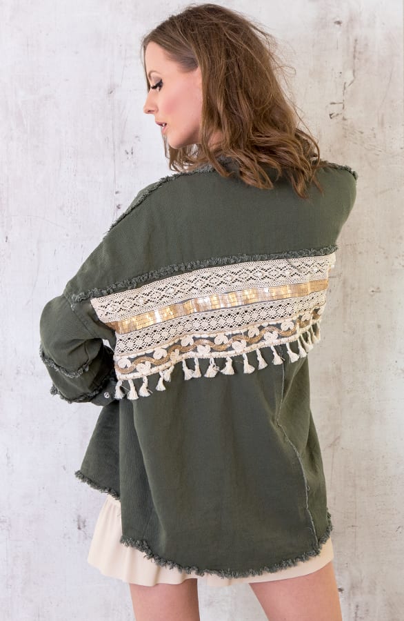 Ibiza Tassel Jacket Oversized Army – shoparchief, foto 2