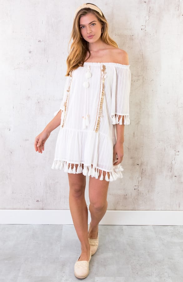Ibiza Tassel Tuniek Wit – shoparchief, foto 1