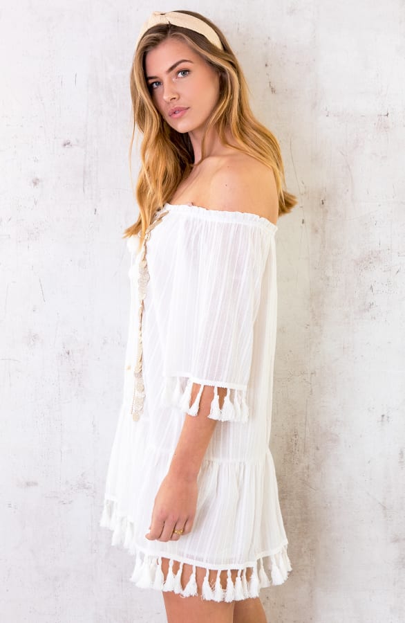 Ibiza Tassel Tuniek Wit – shoparchief, foto 4