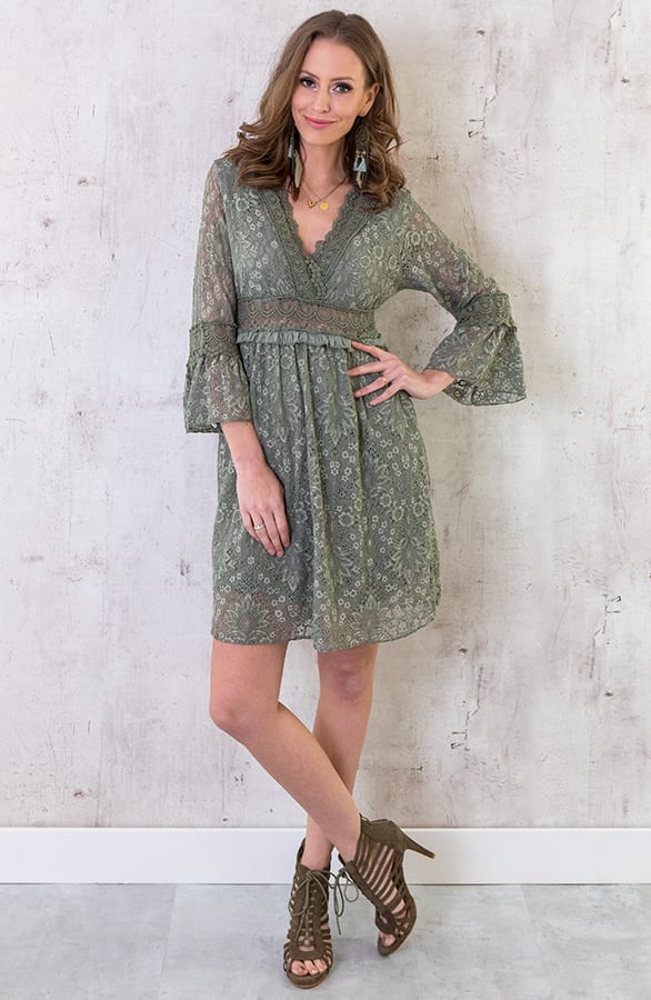 Jurk Kant Dames Legergroen – shoparchief, foto 4
