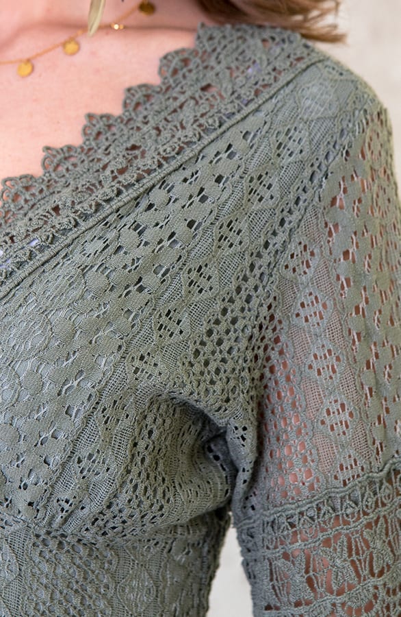 Jurk Met Kant Legergroen – shoparchief, foto 5