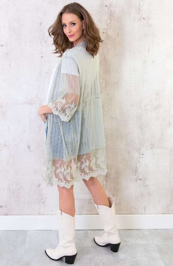 Kanten Bloemen Vest Mint – shoparchief, foto 2