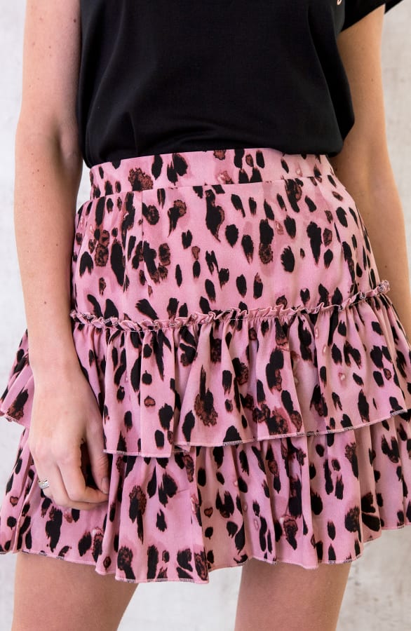 Laagjes Rok Panterprint Roze – shoparchief, foto 1