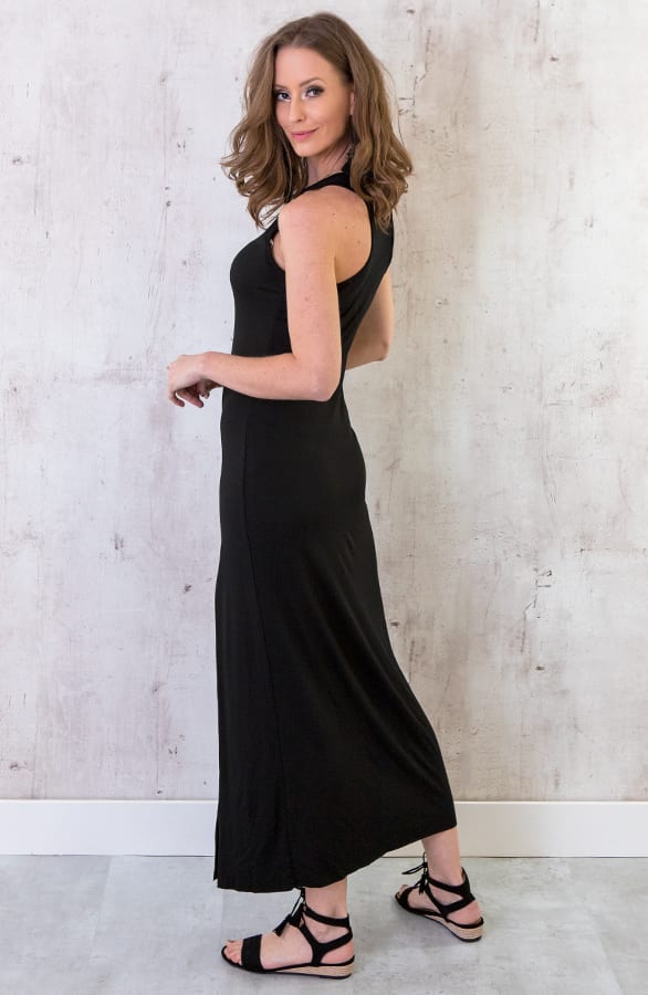 Maxi Jurk Met Split Zwart – shoparchief, foto 3