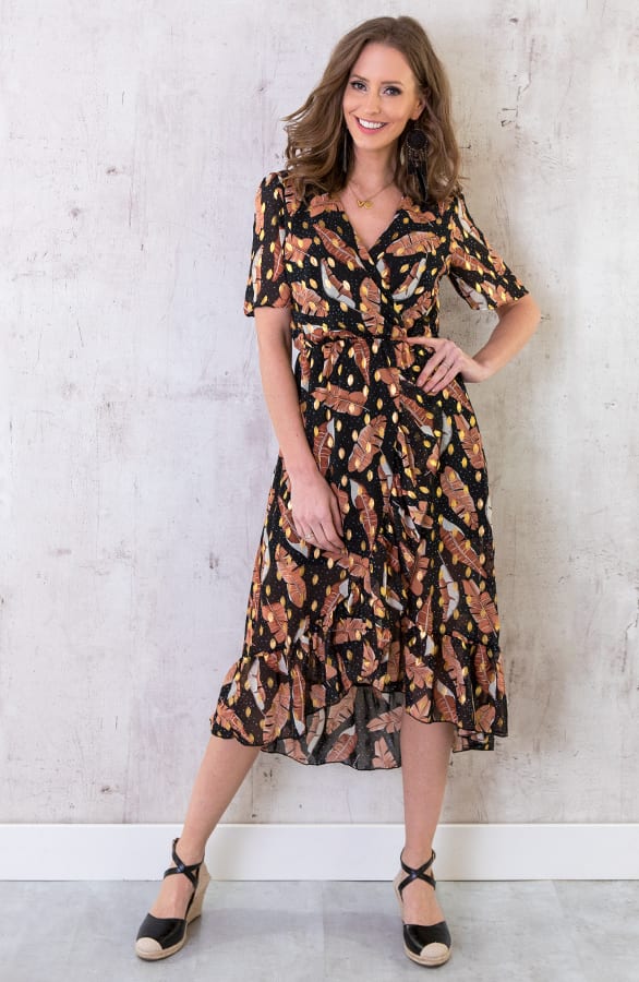 Midi Leaves Jurk Deluxe – shoparchief, foto 1
