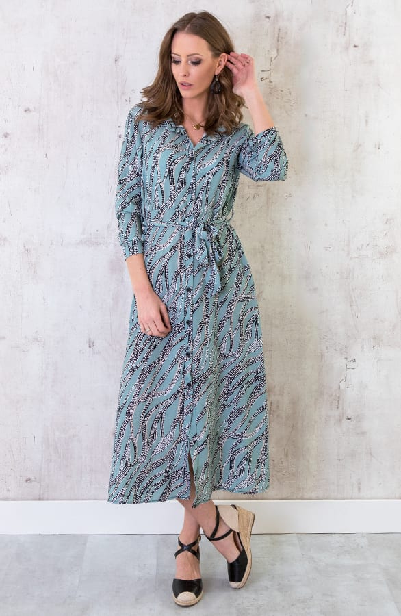 Midi Print Jurk Mint – shoparchief, foto 2