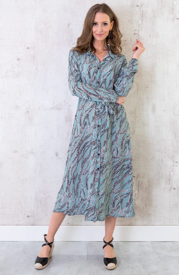 Midi Print Jurk Mint – shoparchief, foto 1