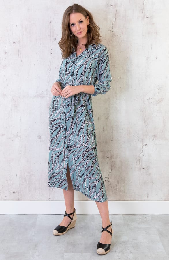 Midi Print Jurk Mint – shoparchief, foto 4