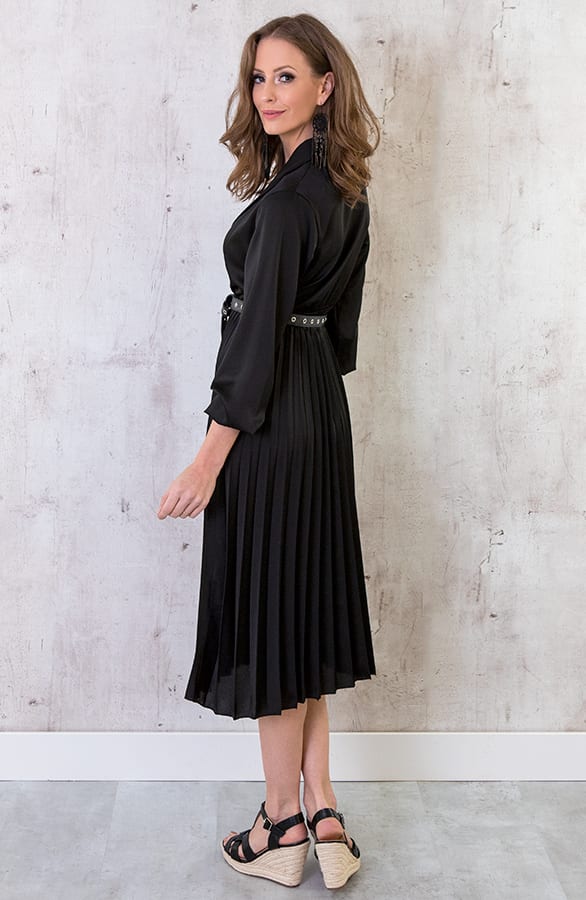 Plisse Jurk Zijde Zwart – shoparchief, foto 3