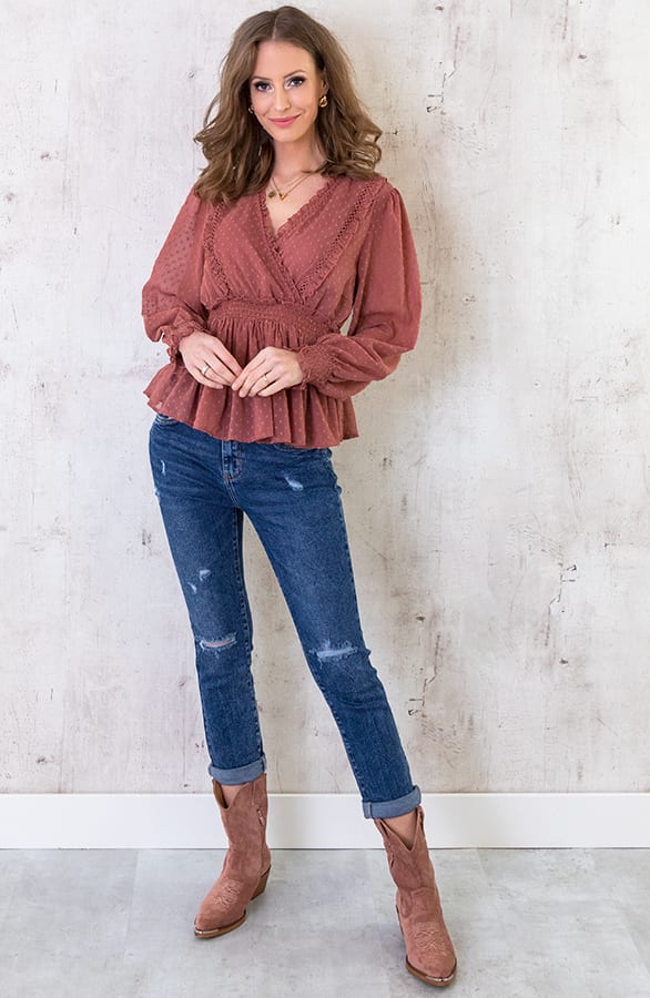 Polkadot Overslag Top Oud Roze – shoparchief, foto 4