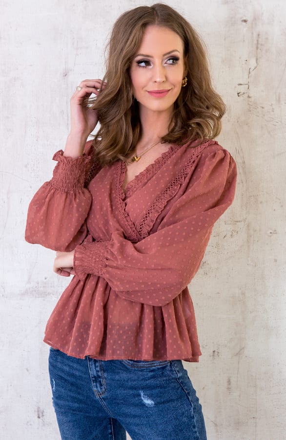 Polkadot Overslag Top Oud Roze – shoparchief, foto 6