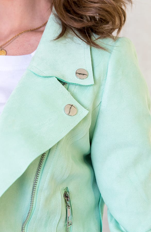 Suede Biker Jacket Mint – shoparchief, foto 7