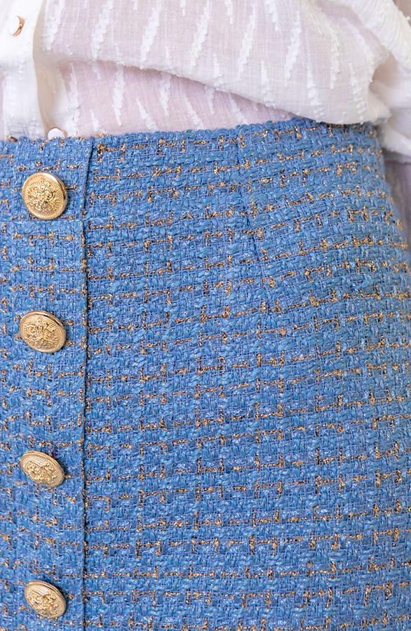 Tweed Rok Luxury Blauw – shoparchief, foto 6