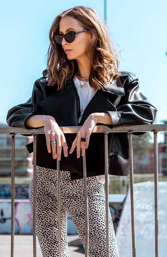 Biker Jacket Leer Zwart – shoparchief, foto 2