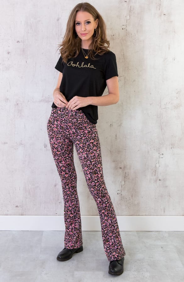 Flared Broek Bloemen Zwart – shoparchief, foto 6