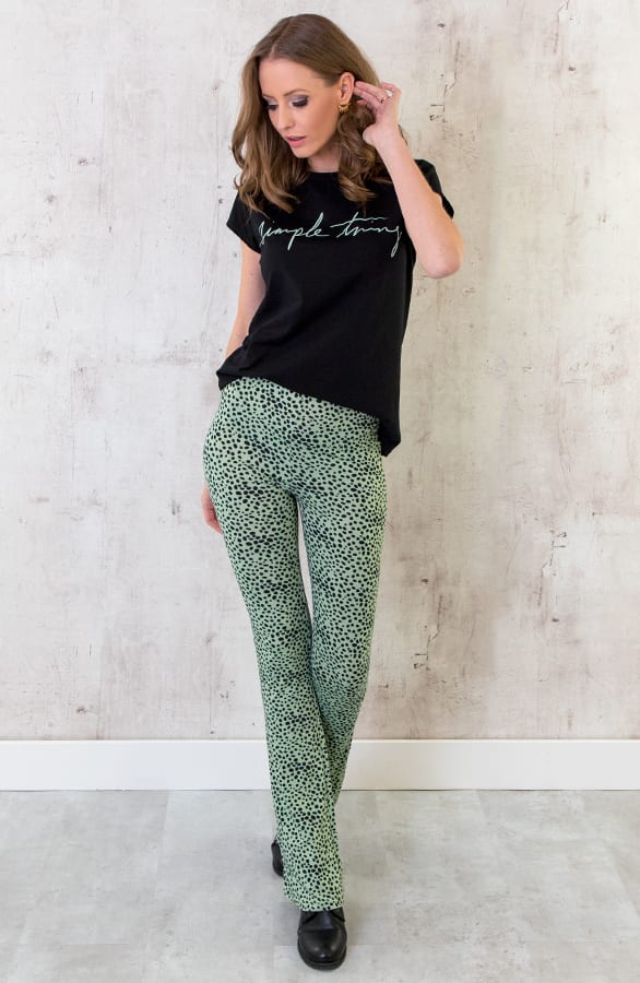 Flared Broek Cheetah Mint – shoparchief, foto 7