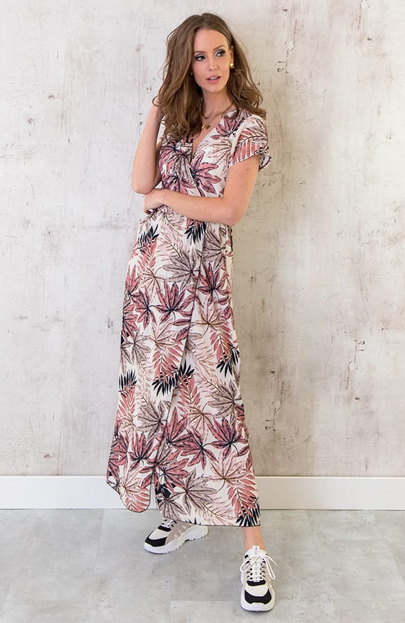 Maxi Jurk Bladeren Roze – shoparchief, foto 1