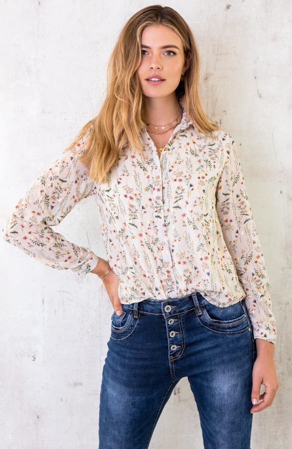 Bloemen Blouse Deluxe Wit – shoparchief, foto 1