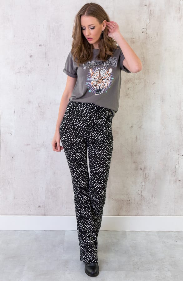 Broek Flared Cheetah Zwart – shoparchief, foto 5
