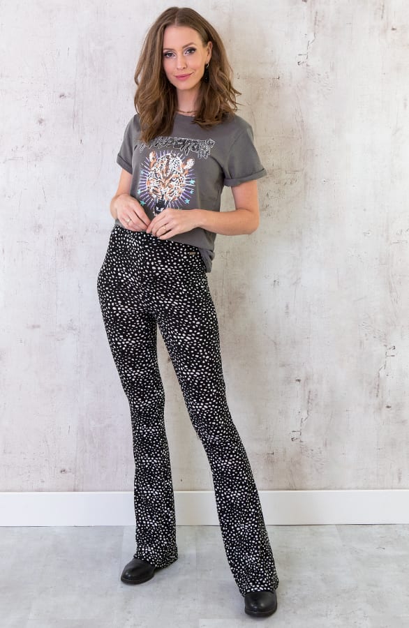 Broek Flared Cheetah Zwart – shoparchief, foto 4
