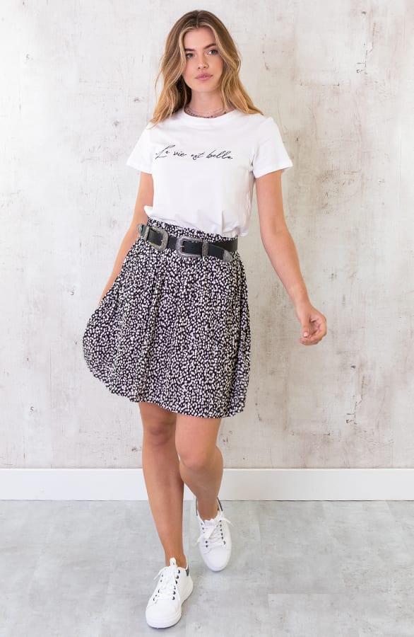 Cheetah Plisse Rok Zwart – shoparchief, foto 5