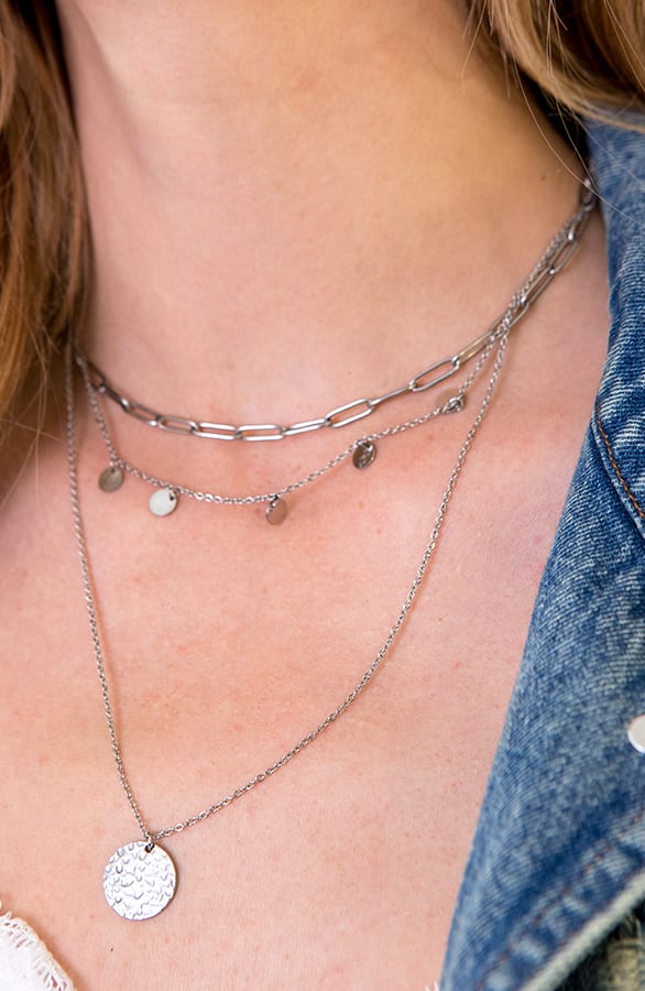 Coins Layer Ketting Zilver – shoparchief, foto 3
