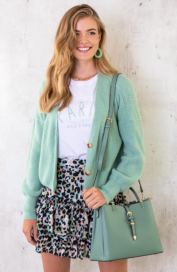 Gebreid Vest Met Knopen Mint – shoparchief, foto 5