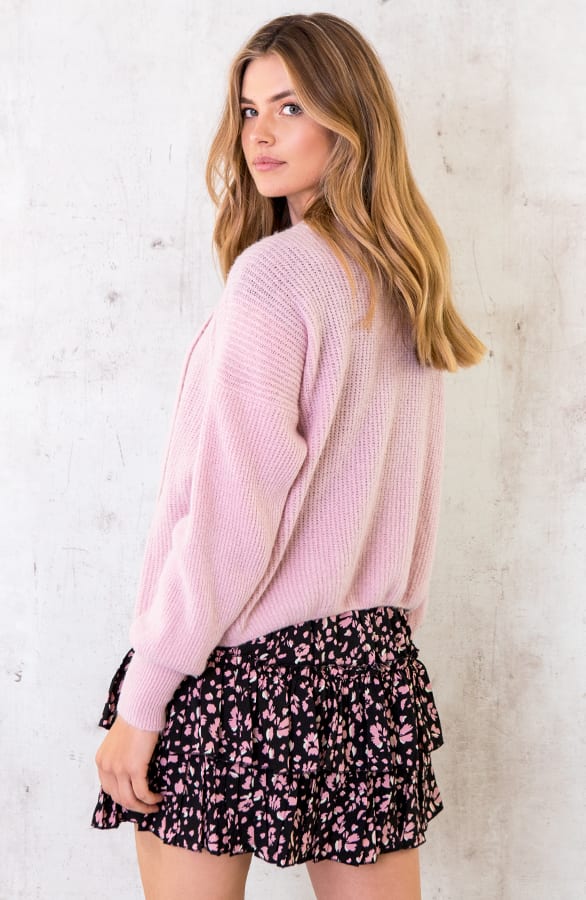 Gebreid Vest Met Knopen Roze – shoparchief, foto 3