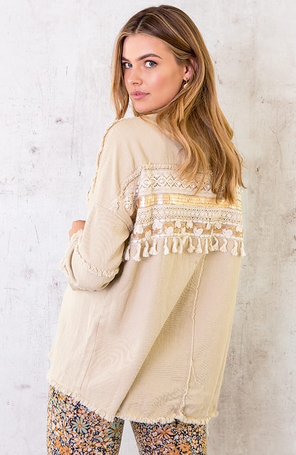 Ibiza Tassel Jacket Oversized Beige – shoparchief, foto 15
