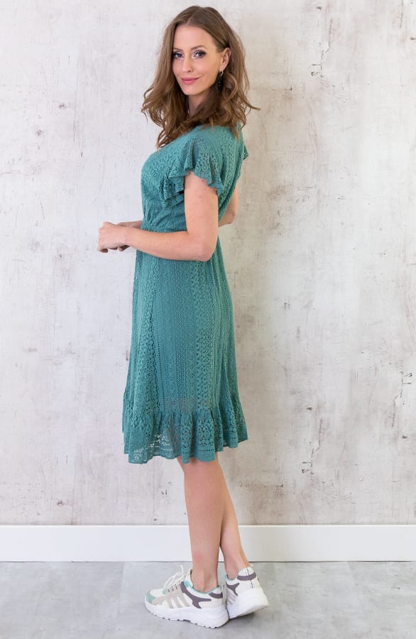 Kanten Midi Jurk Deluxe Mint – shoparchief, foto 3
