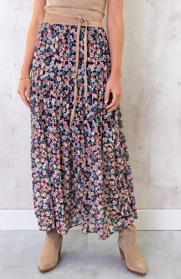Maxi Bloemen Rok Zwart – shoparchief, foto 2