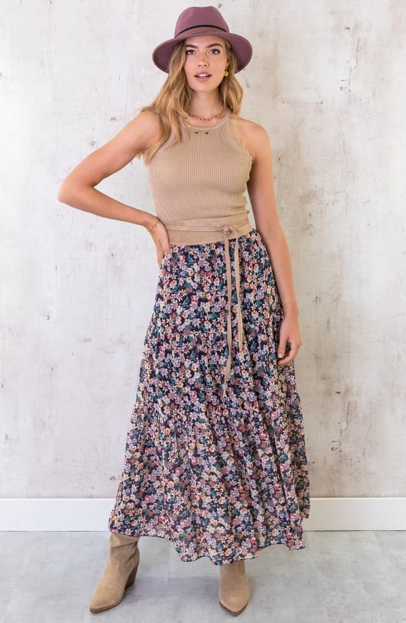 Maxi Bloemen Rok Zwart – shoparchief, foto 4