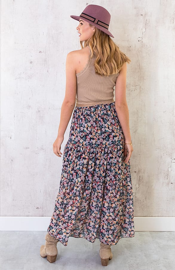 Maxi Bloemen Rok Zwart – shoparchief, foto 5