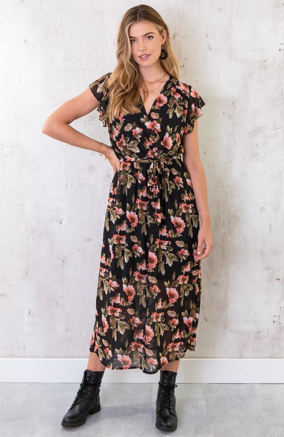 Maxi Jurk Bloemenprint Zwart – shoparchief, foto 3