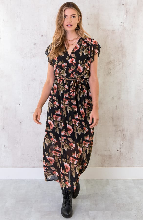 Maxi Jurk Bloemenprint Zwart – shoparchief, foto 5