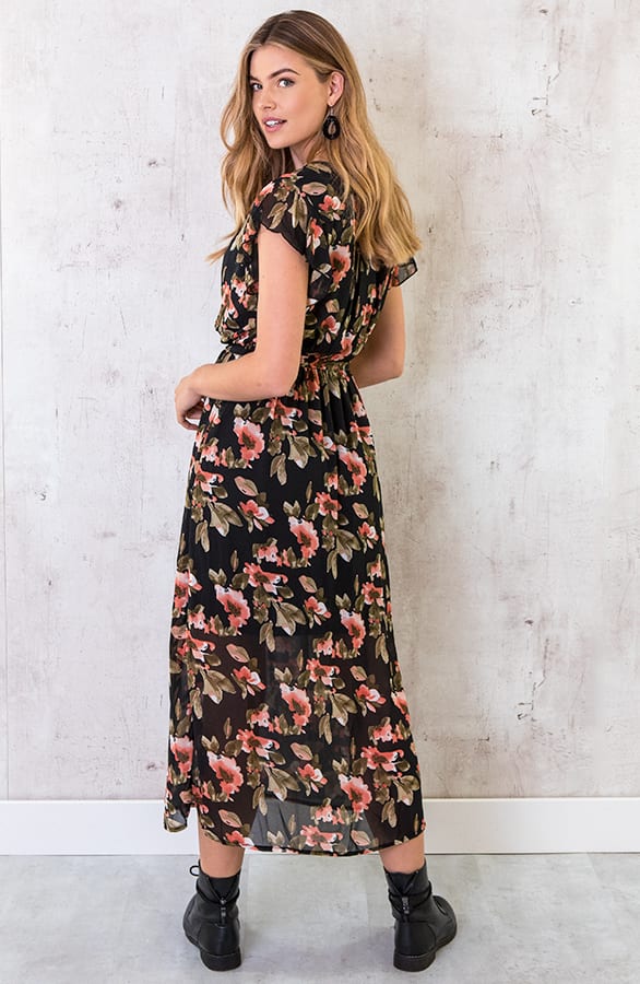 Maxi Jurk Bloemenprint Zwart – shoparchief, foto 2