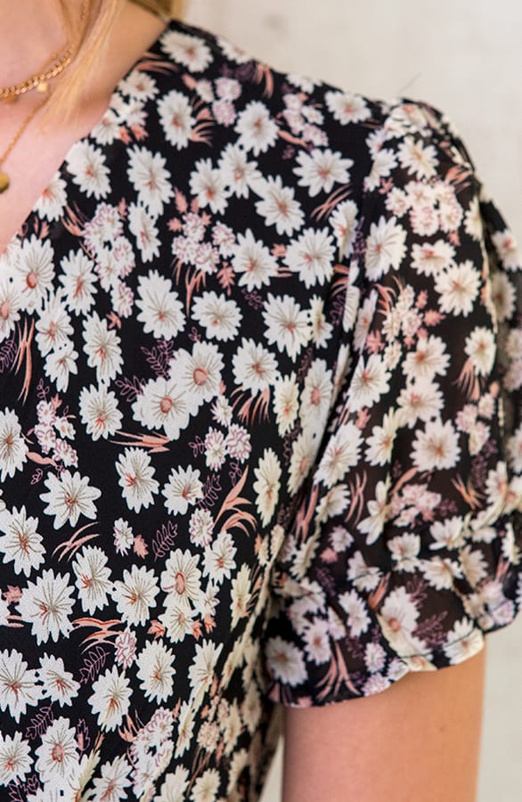 Midi Bloemen Jurk Zwart Wit – shoparchief, foto 4